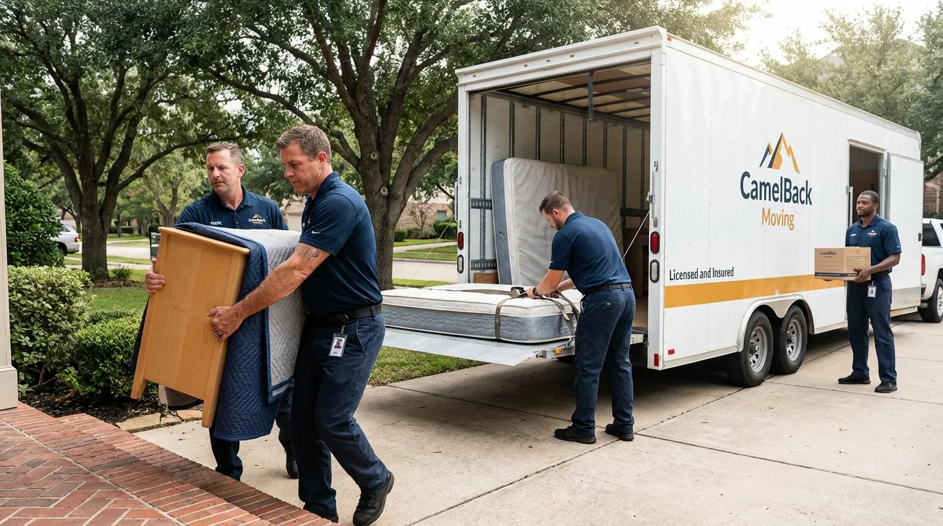 Crew loading residential truck for cross-state move from Estes Park, CO