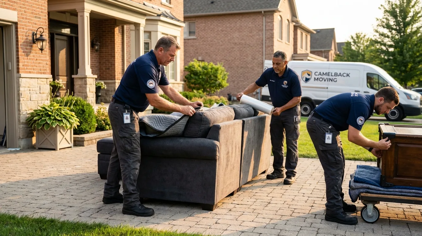 Large estate moving crew wrapping furniture in Estes Park, CO